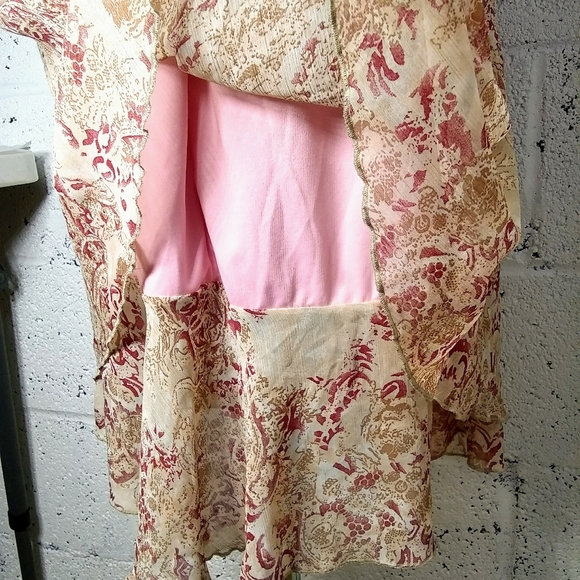 Elementz Sz PL Sheer Pink Floral Midi Layerd Skirt - Picture 7 of 8